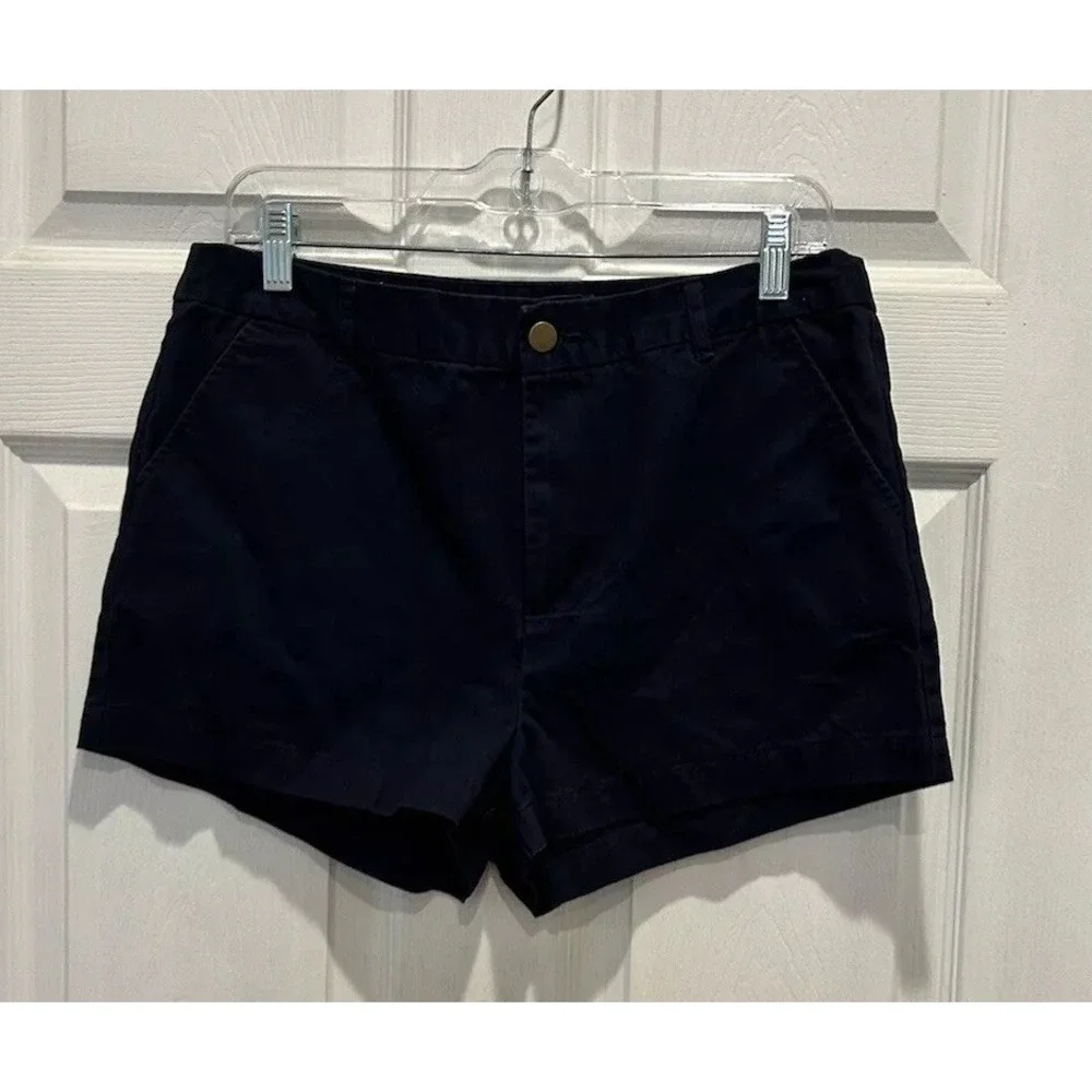 Forever 21‎ Womens Navy Blue Cotton Chino Shorts Size 30 Mid Rise Casual Summer
